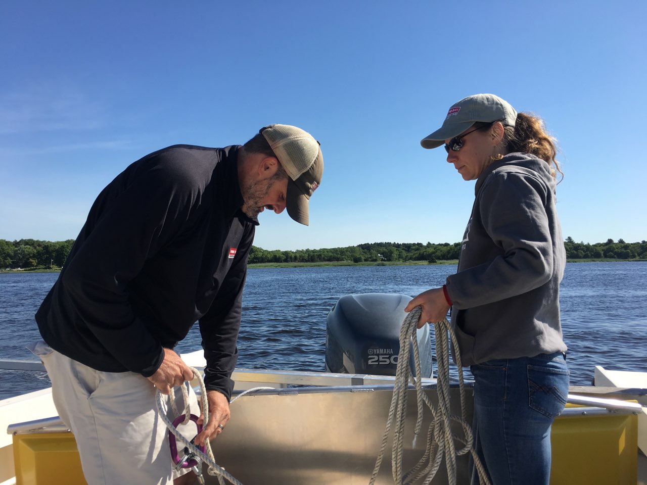 Coastkeeper-Dave-Prescott-and-Riverkeeper-Kate-McPherson-trawling-for-microplastics-on-boat-2018